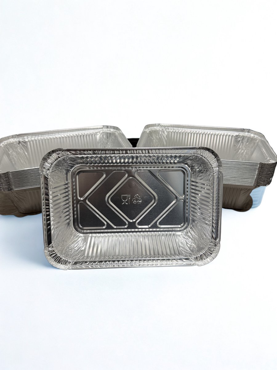 Aluminiumbakjes 911 R45L met Deksels – 100 stuks – ±940 ml – Lasagnebak / Kapsalonbak / Maaltijdbak Aluminium – Ovenbestendig & Catering