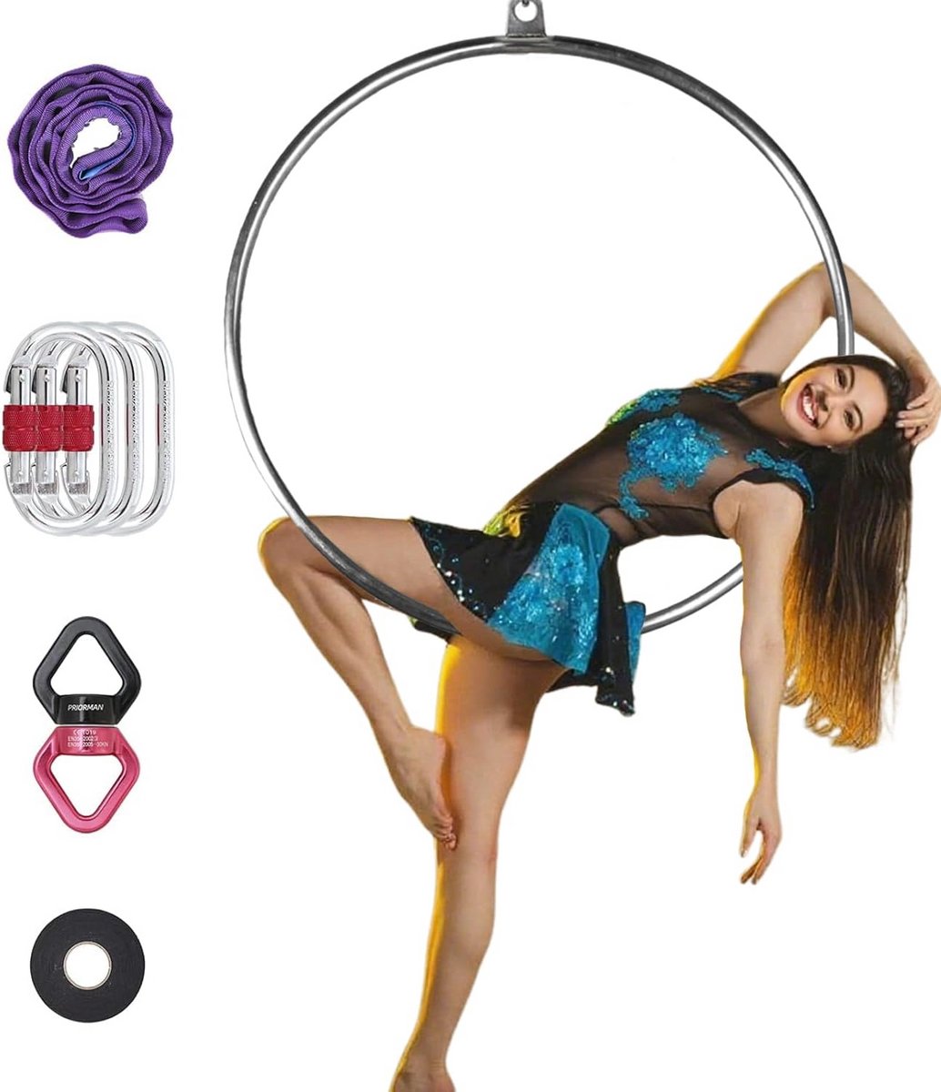 Aerial Hoop Set RVS - Ophanging Inclusief - Professionele Lyra voor Aerial Fitness en Dans