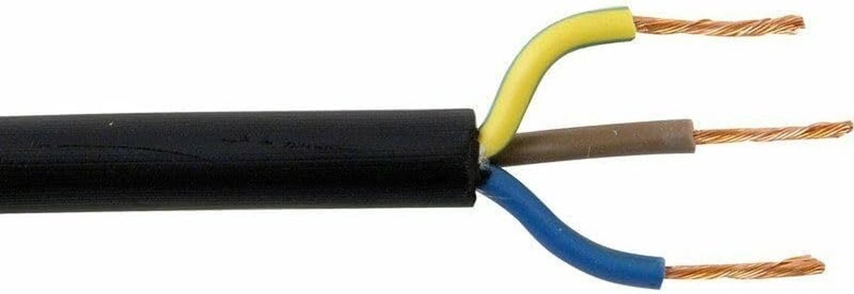 Flexibele Drieaderige Rubberkabel 1mm 10A op Maat Zwart
