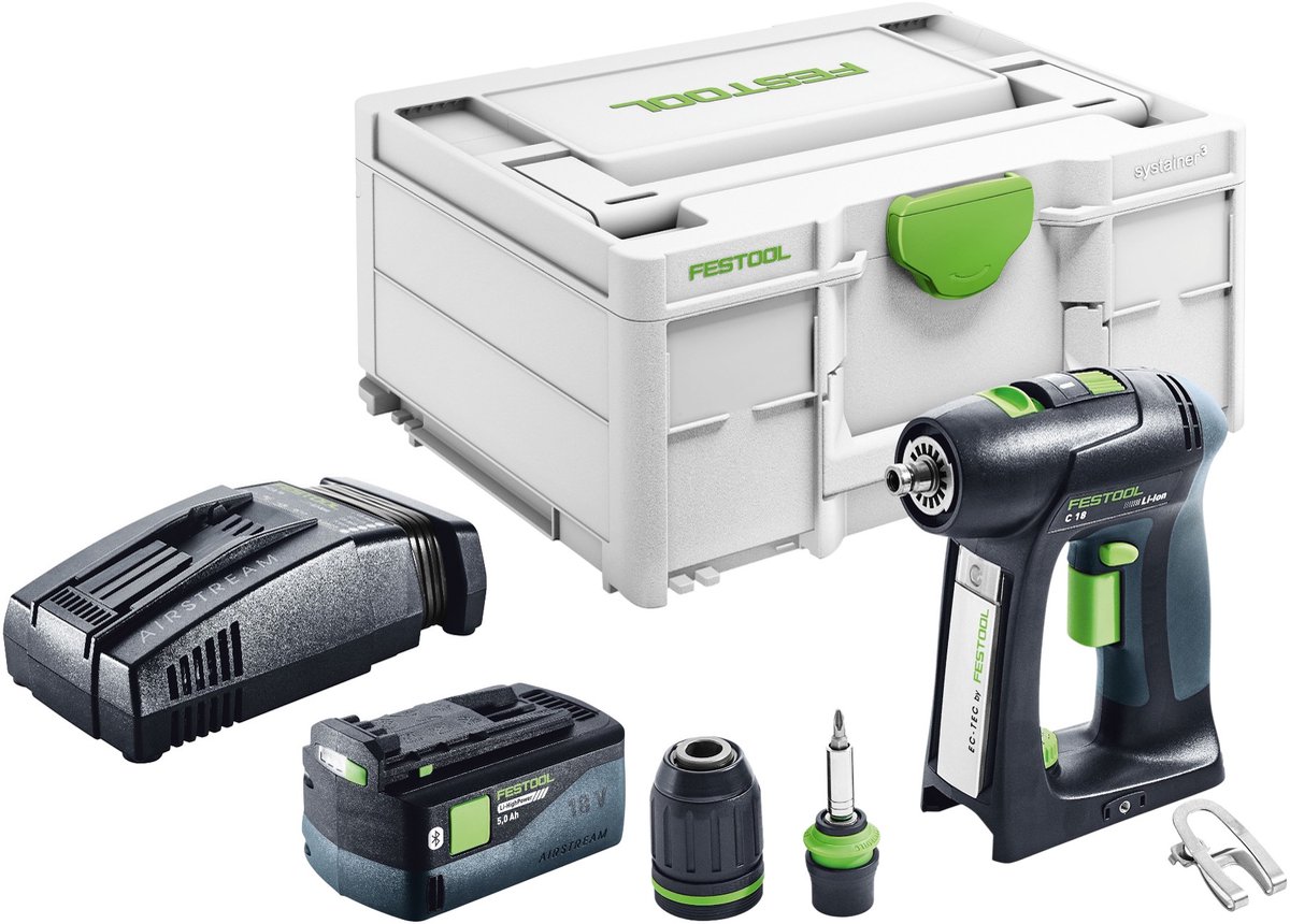 Festool C 18-Basic accuboormachine 18 V 45 Nm borstelloos + 1x accu 5,0 Ah + snellader + Systainer