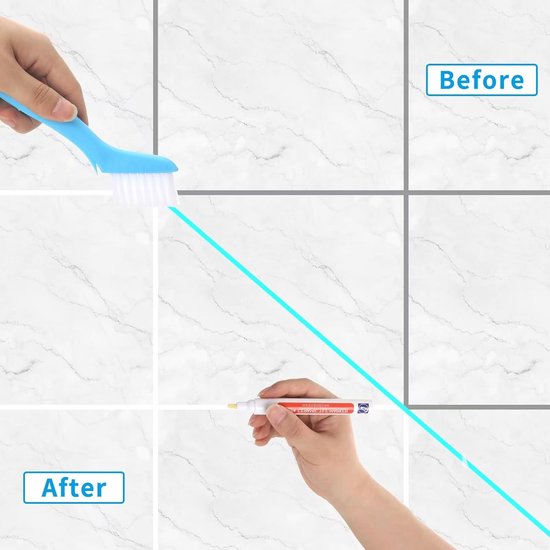 Groutpen wit - waterdichte voegenstift voor tegels, inclusief reinigingsborstel en reservepunten van Merkloos	 — afbeelding 5