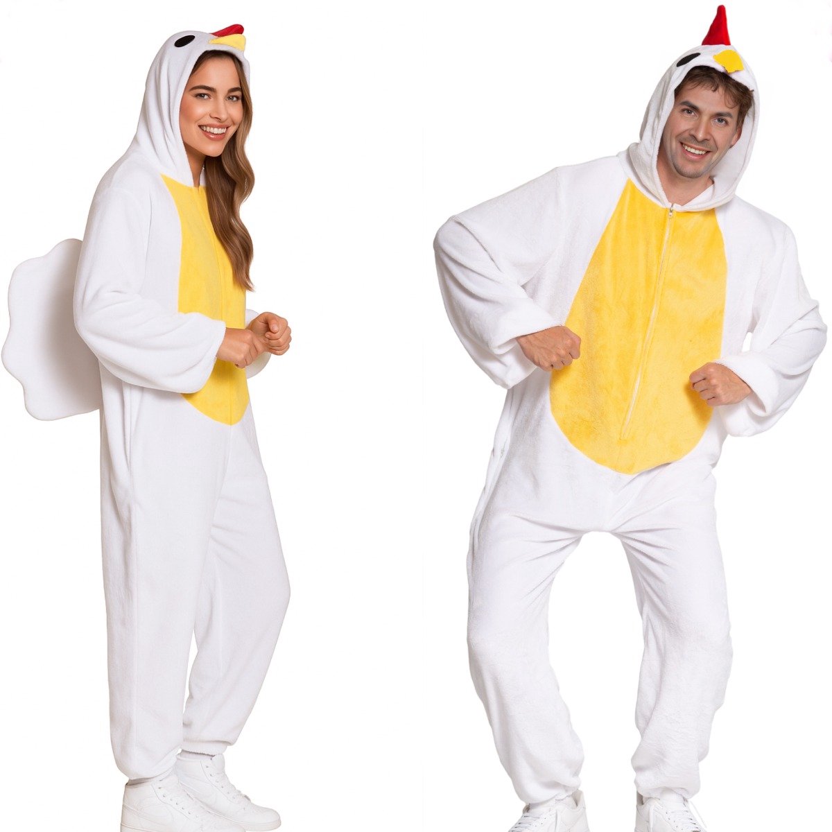Partyxclusive Kippen Onesie Dieren Onesie Dieren Kostuum Carnavalskleding Carnaval kostuum verkleedkleding Volwassenen - Onesie - Wit - Unisex - Polyester - Onesize — afbeelding 15