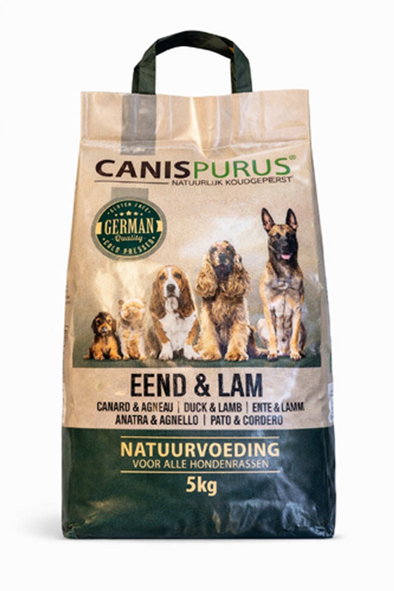 Canis Purus - eend & lam - 5 kilo - koudgeperste hondenbrok