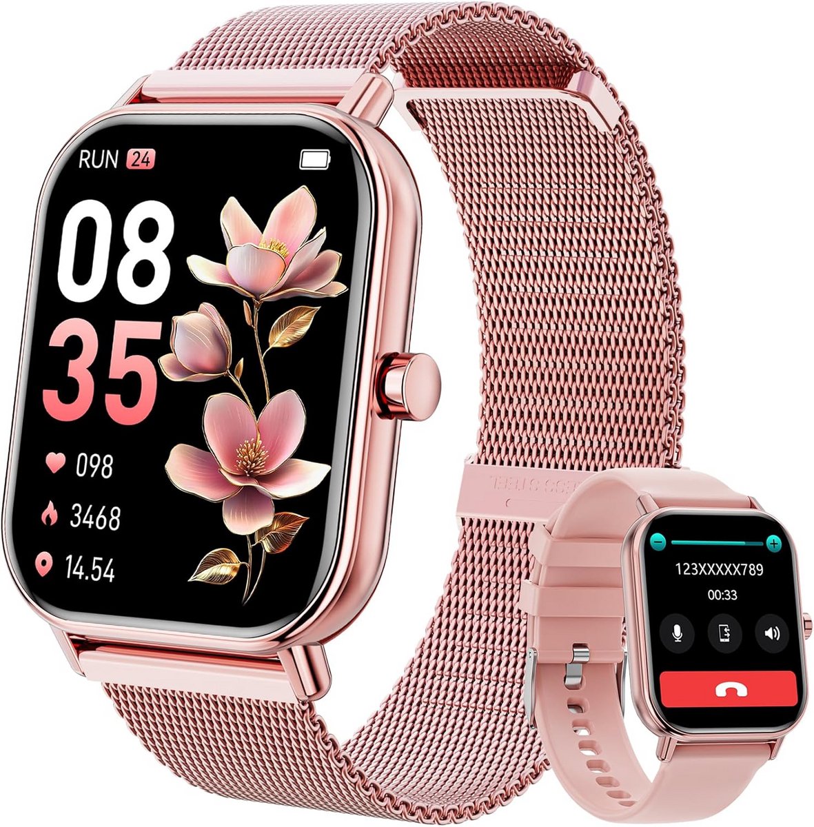 1,85'' Fitness Smartwatch - Hartslag & Slaapmonitor, 100+ Sportmodi, IP67 Waterdicht