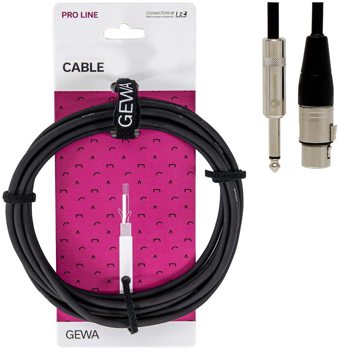 Microfoonkabel Pro Line 3m, zwart, XLR(f) - 6,3 mm mono jack