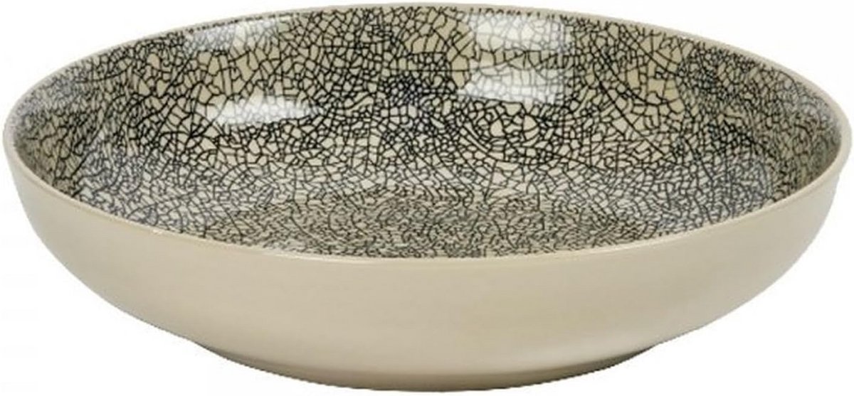Kaori Paste Plate Black/White Krakelee Stoneware
