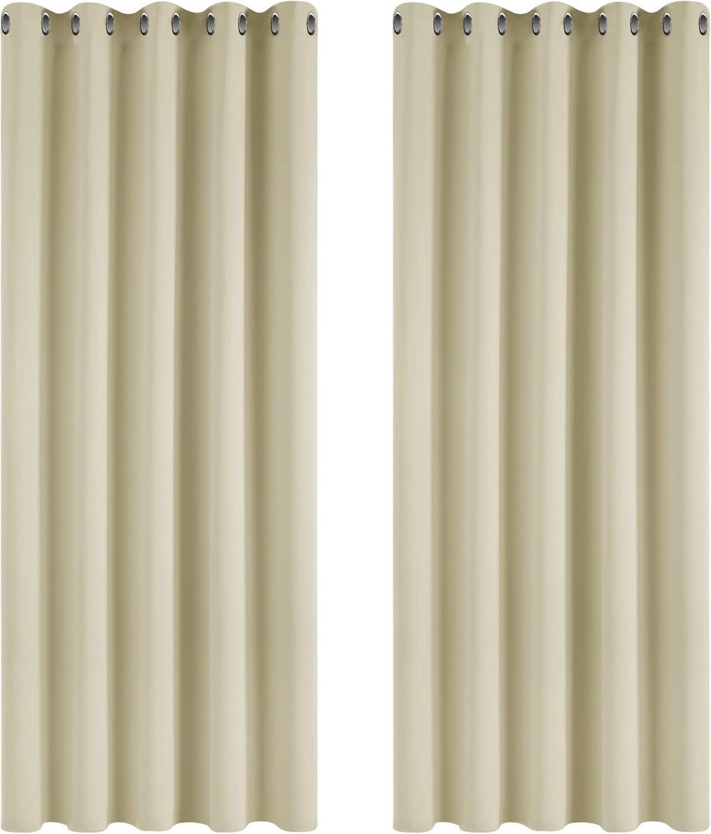 Grote Zwarte Gordijnen 2 Stuks Beige 66x90 Inch | Privacy & Zonwerend | Oogjes voor Gemakk