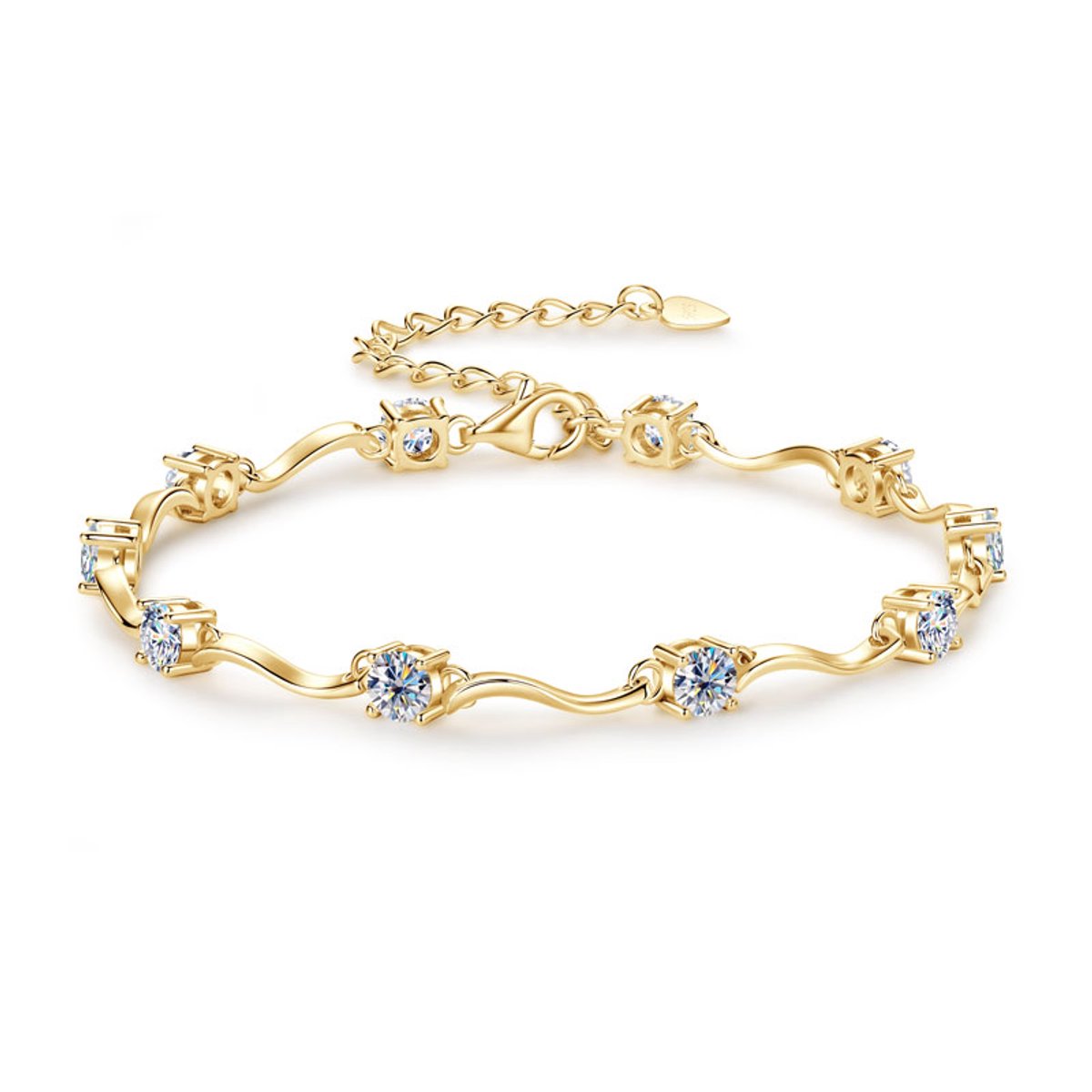 Lumici® Exclusive | Classic Station Armband – 3.00CT – 10x 0.30CT Moissanite – GRA Gecertificeerd – VVS1 D Kleur – S925 Geelgoud Verguld – Luxe Minimal Statement – Voor Haar – Moederdag – Jubileum – Goud & Witgoud