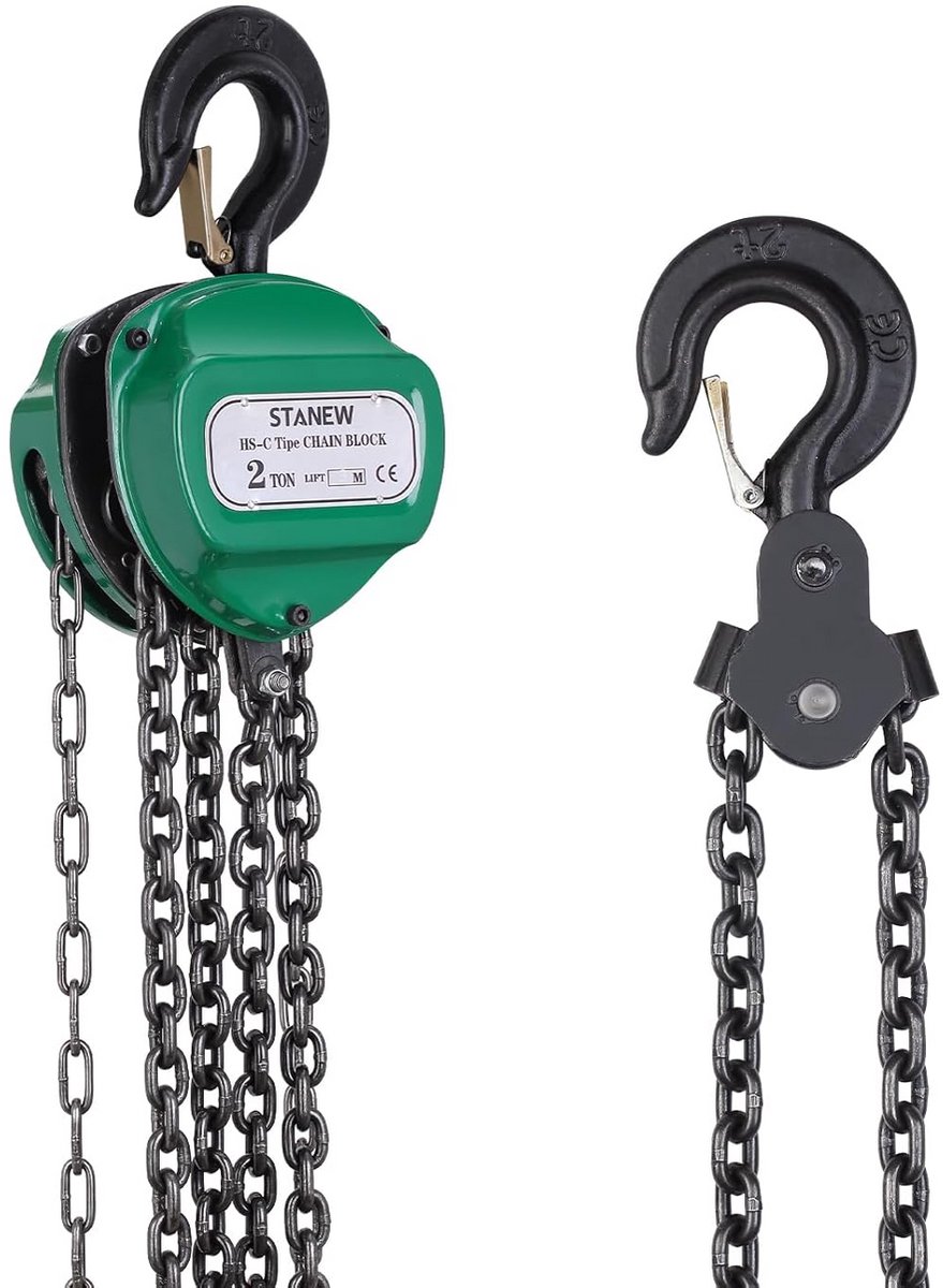 Handkettingtakel 2000kg met 3m Hefhoogte en Stevige G80 Stalen Ketting