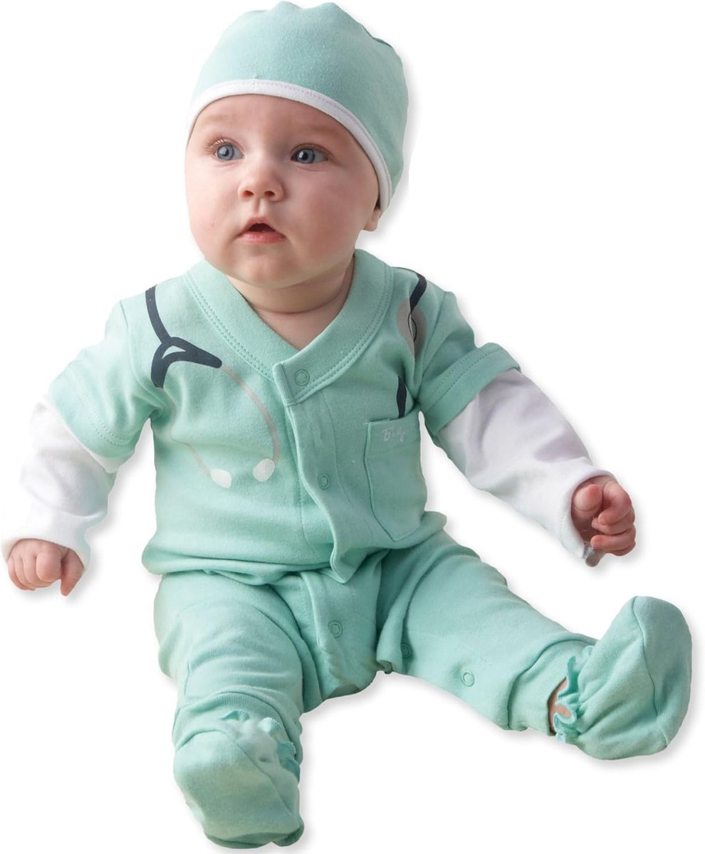 Babys eerste doktersoutfit 3-delige set met muts en booties