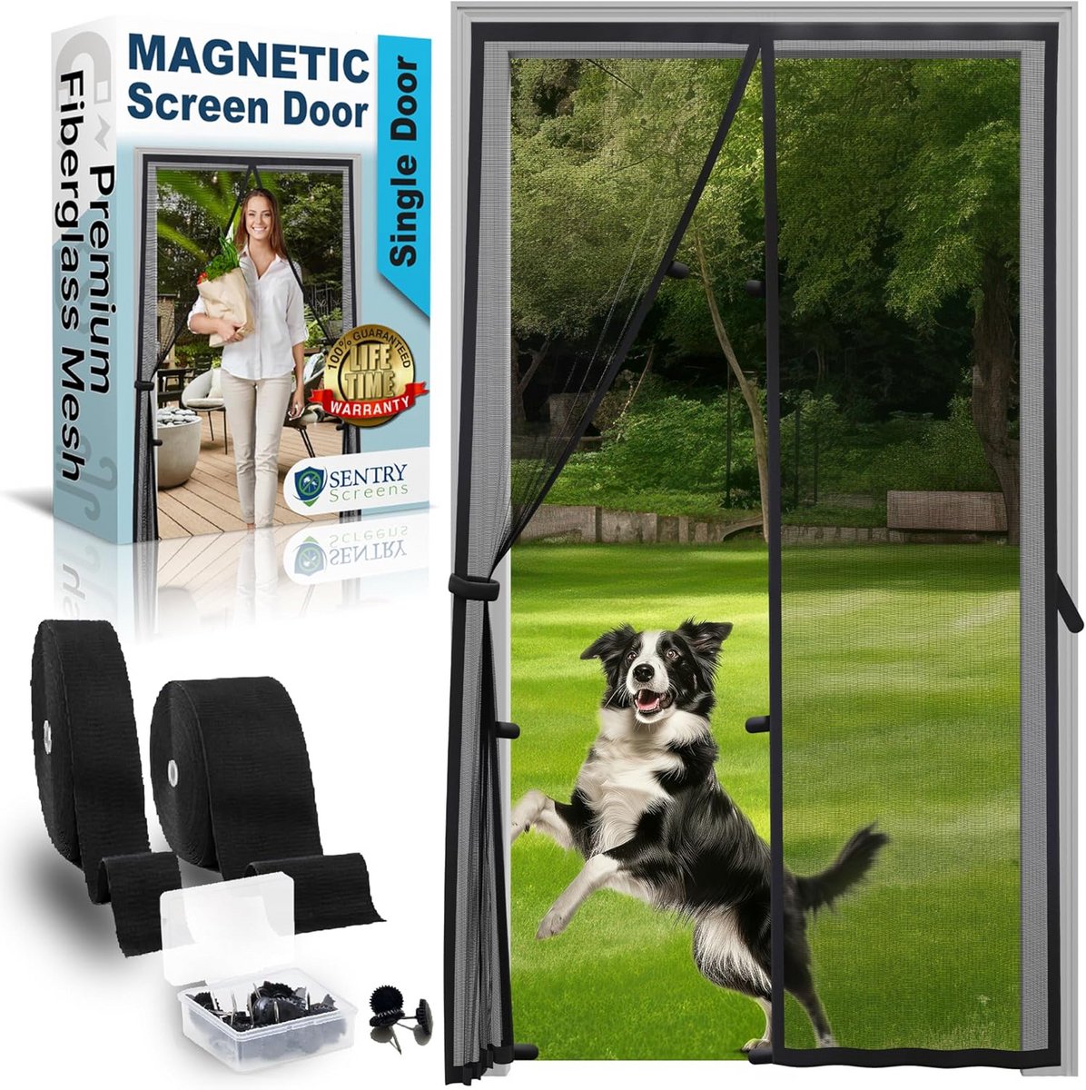 Magnetisch Vliegengordijn voor Deur met Zelfsluitende Werking en Versterkte Randen