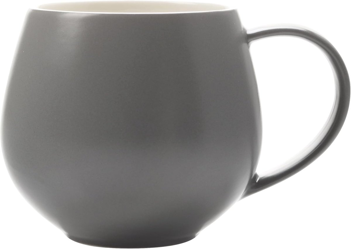 Grote Koffiemok van Porselein, Donkergrijs, 450 ml