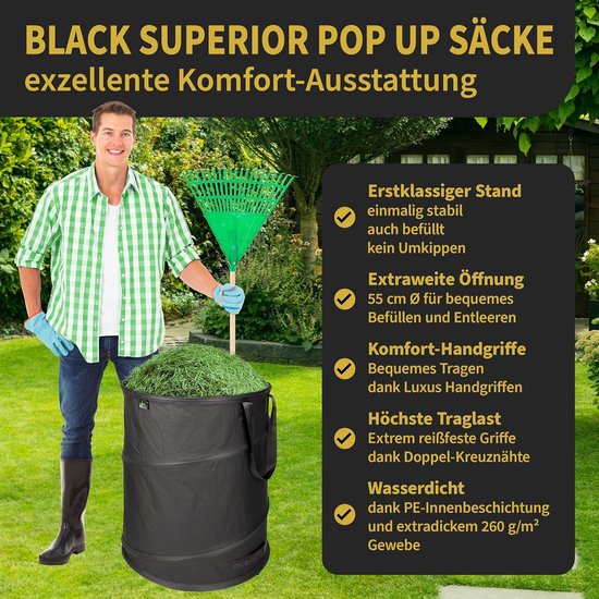 Grote Pop-up Tuinzak 170L - Zelfstaand, Extra Sterk met Dubbele Bodem voor Tuinafval en Bladeren van Merkloos	 — afbeelding 4