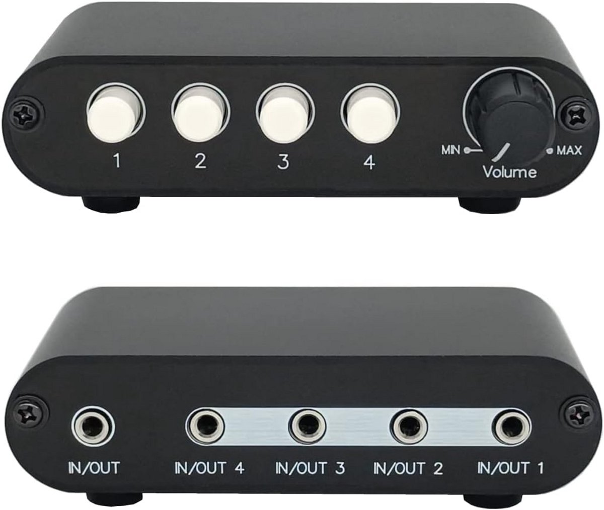 Audio Switch Selector - Signaalbron Kiezer - Meerdere Apparaten - Volume Controle - 10.8 x 5.2 cm - Zwart