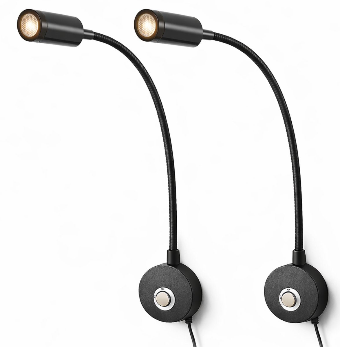 DMG Supply Bed Leeslampjes - Set van 2 - Mat Zwart - Dimbaar - Leeslamp - Wandlamp - Hoofdbord