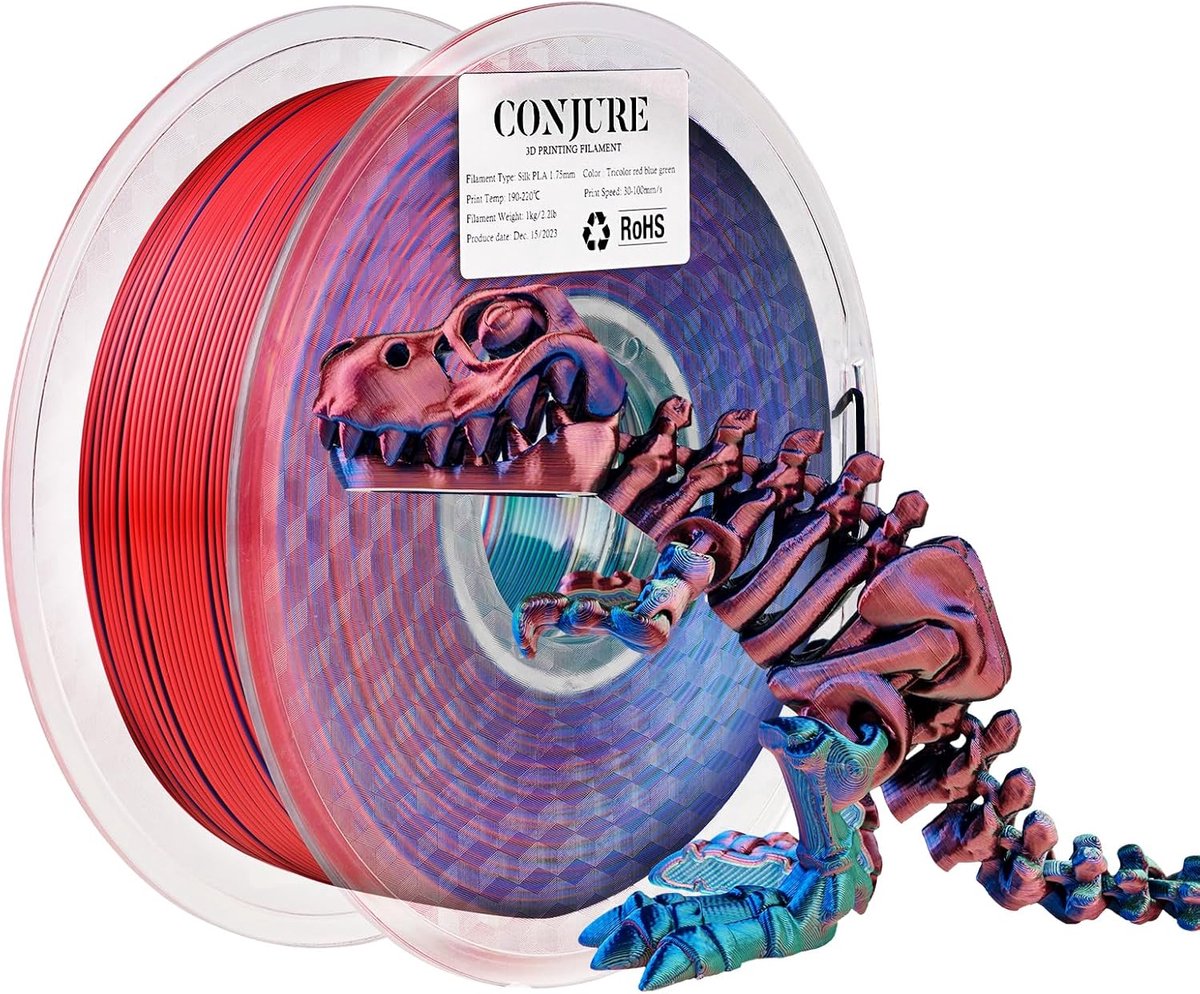 3D Printer Filament - Zijde PLA Draad - Creatieve Prints Maken - Zijdeglans Afwerking - 1.75 mm - Driekleurig