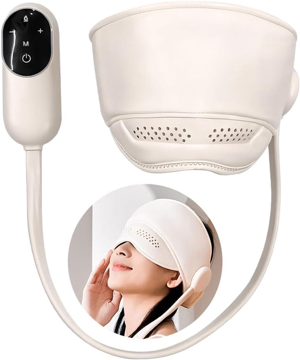 Handmatige hoofdhuidmassage, hoofdmassager met 6 airbags voor 360° diepe ontspanning en 3 warmtestanden, 2000 mAh oplaadbaar, stressverlichting, ontspanning (beige)-Belle's product