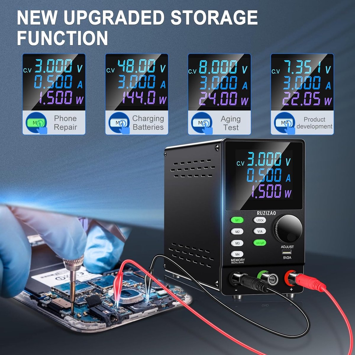 Programmeerbare Gelabelde Laboratoriumvoeding 300V 1A met PC Software en Geheugen