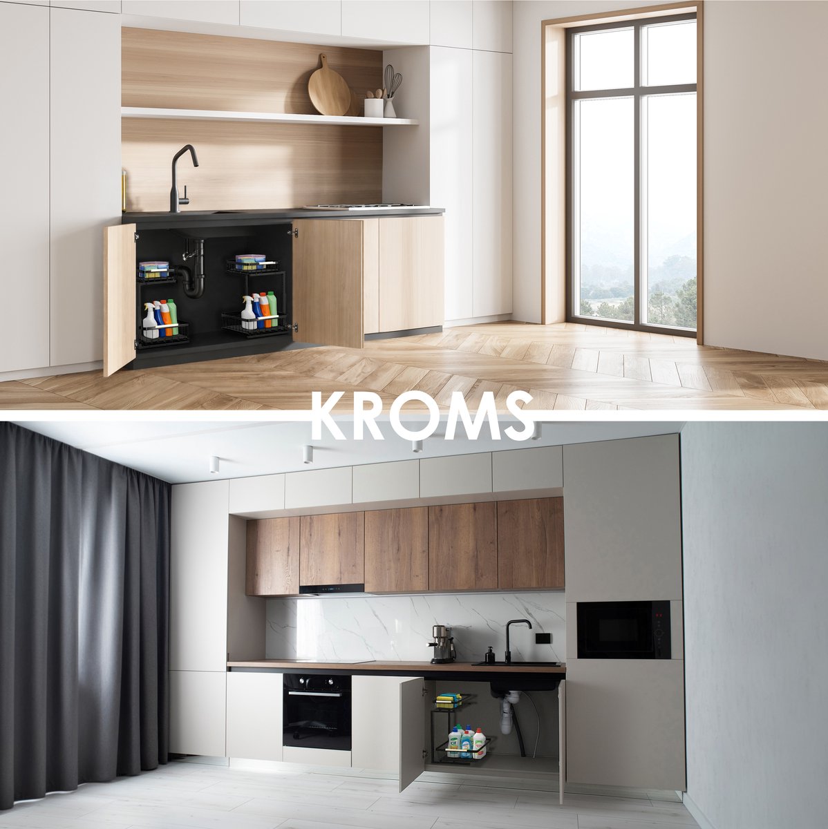 KROMS Gootsteenkast organizer zwart maat M – Verstelbaar 2-laags gootsteenrek – Extra sterk tot 20 kg – Badkamer & keukenkast organizer — cadeau in Cadeau-ideeën - foto 4