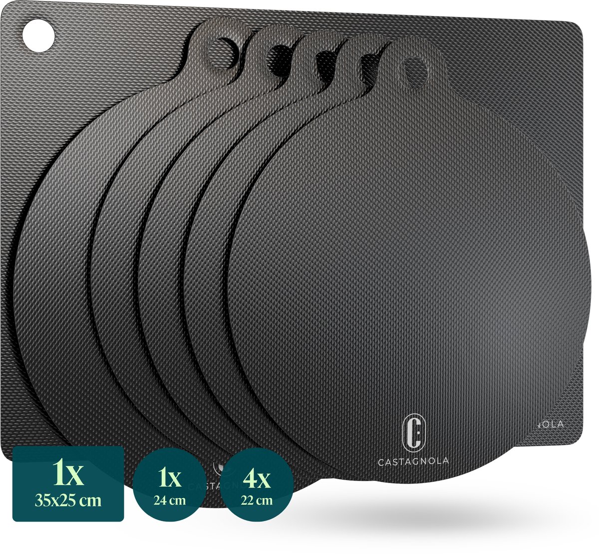 Castagnola Inductie Beschermer - Panbeschermer Hittebestendig tot 280ºC - Afdekplaat voor Kookplaat & Inductieplaat - Antislip Pannen Onderzetter Mat - Set van 6: 4x22cm, 1x24cm en 1x35*25cm