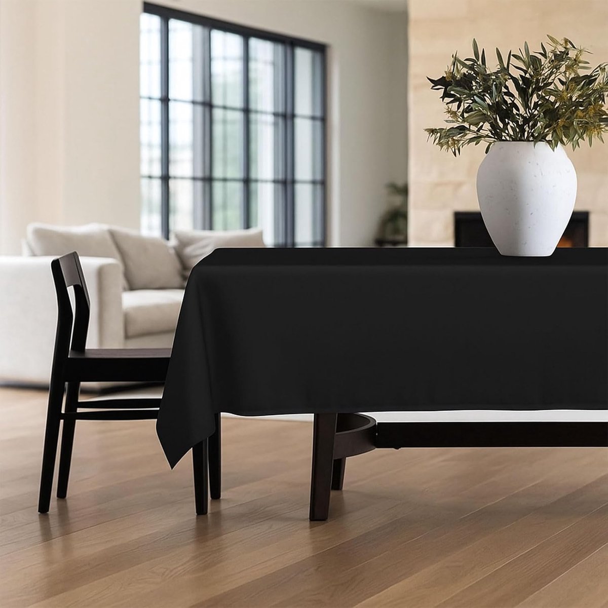 Set van 2 Tafelkleden Zwart Rechthoekig voor Biertafels - Wasbaar Polyester