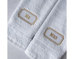 Mr & Mrs Handoekenset – Luxe Geborduurde Handdoeken – Perfect Huwelijkscadeau - wedding - wedding present - anniversary - jubileum