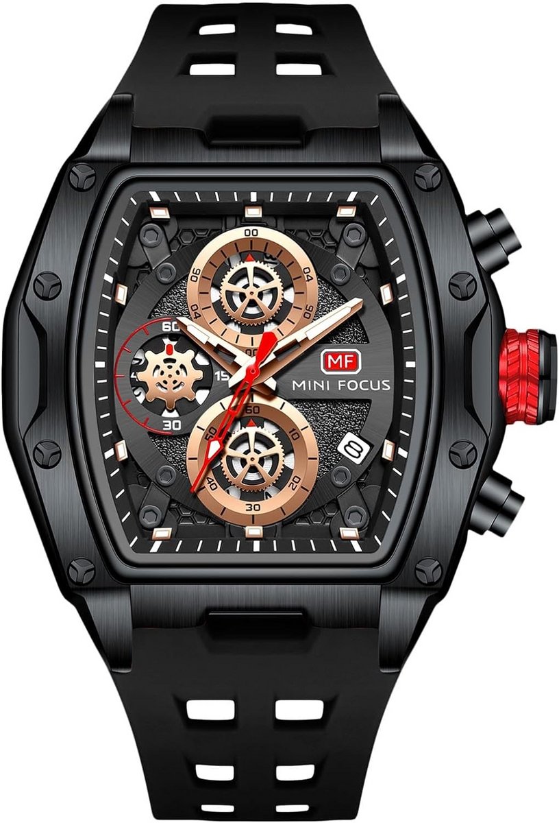 Modieus Multifunctioneel Analoog Herenhorloge met Siliconen Band