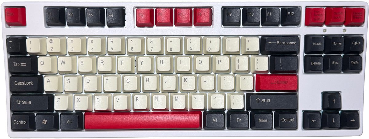 Retro Red Keycaps - Keycaps voor Gaming Toetsenbord - OEM - PBT - Doubleshot - 104 Keys