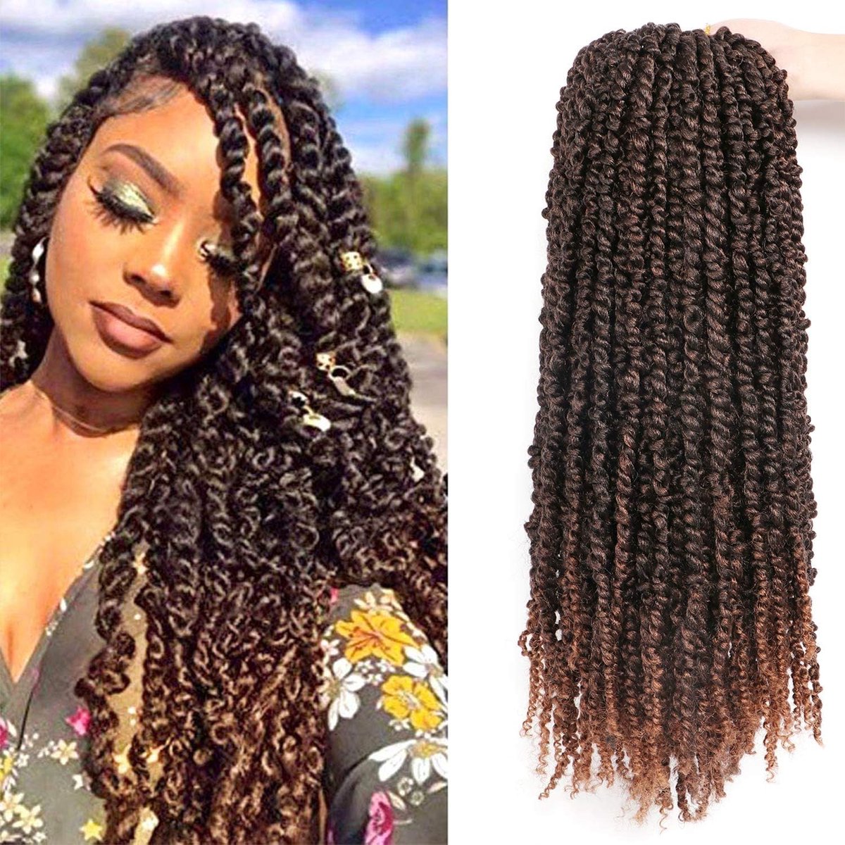 8 Stuks Vooraf Gedraaid Krullend Haak Haar Extensions Synthetisch 50cm