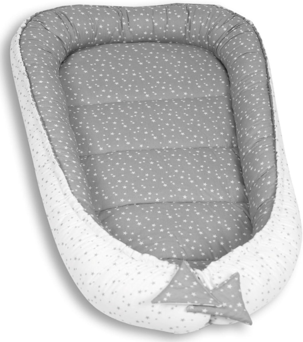 Verstelbaar Babynest XXL 120x60 cm Dubbelzijdig 100% Katoen Zitkussen voor Babybed en Reiswieg