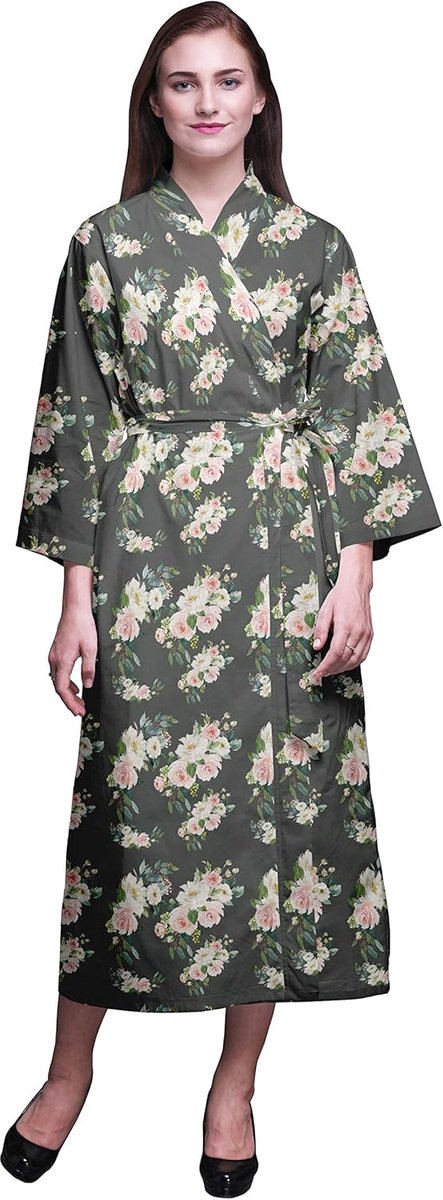 Lange Bedrukte Badjas voor Dames en Meisjes - Katoenen Kimono Gewaad