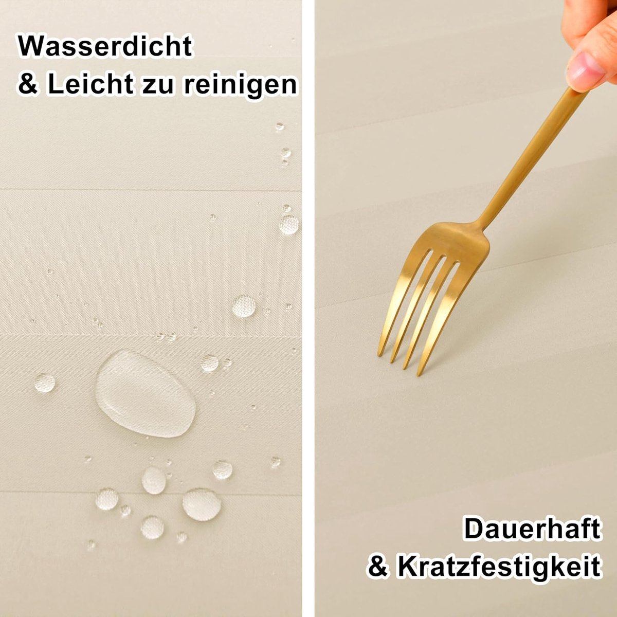 Rechthoekig Tafelkleed Beige Gestreept - Waterafstotend & Vuilafstotend - 110x140 cm