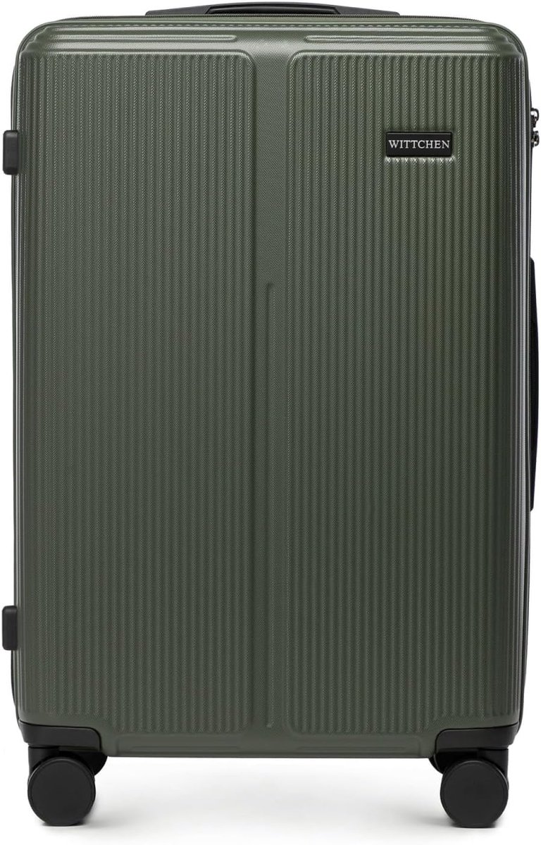 Middelgrote Harde Reiskoffer 65L met 4 Wielen Koffer ABS 67,5 cm Khaki