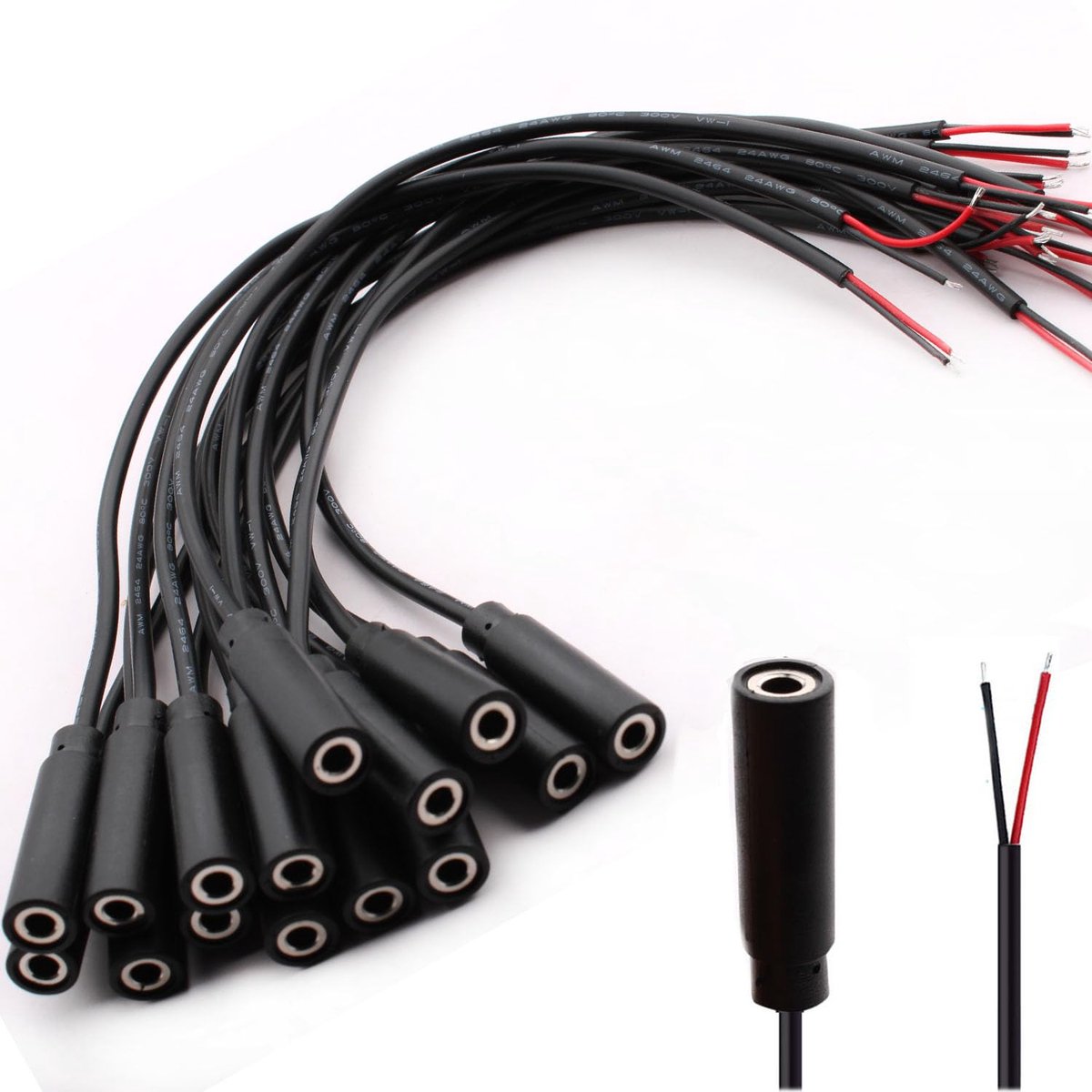 15x 3,5mm Mono TS Aansluiting Vrouwelijk naar Losse Draad Audiokabel Reparatie Set