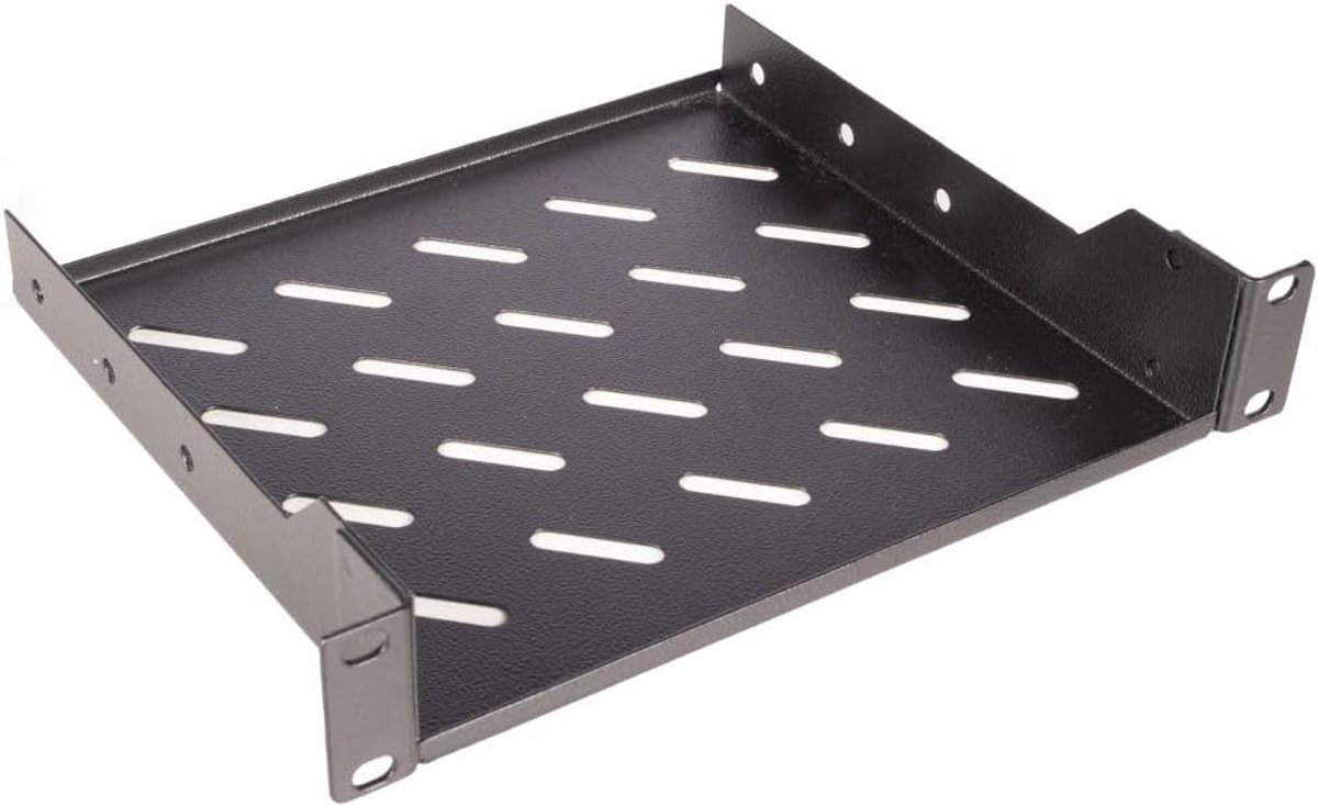 Serverkast Plank - Rack Mount - Apparatuur Plaatsen - Vaste Bevestiging - 1U 20cm - Zwart