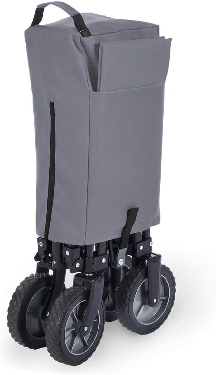 Opvouwbare Bolderkar met Telescoopstang en PU-Wielen, Laadvermogen 50 kg, Grijs van Opvouwbare Bolderkar — afbeelding 4