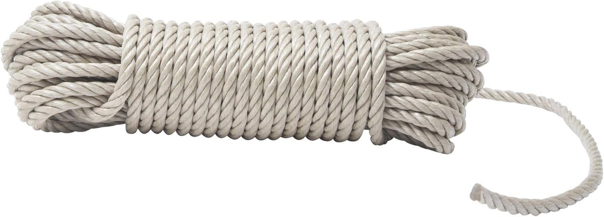 Beige Polypropyleen Touw 25 Meter Lengte Dikte 12 mm voor Klussen en Tuin