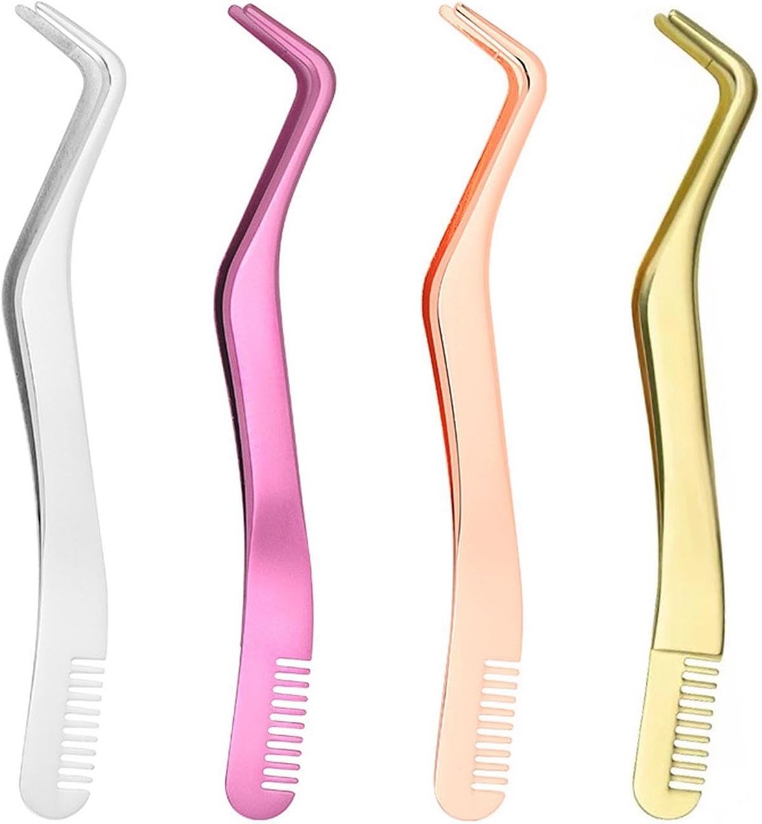 4-delige RVS Pincet Set met Wimperkam voor Precisiewerk