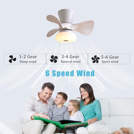 Moderne Plafondventilator met Verlichting LED Dimbaar en Afstandsbediening voor Kinderkamer — afbeelding 5