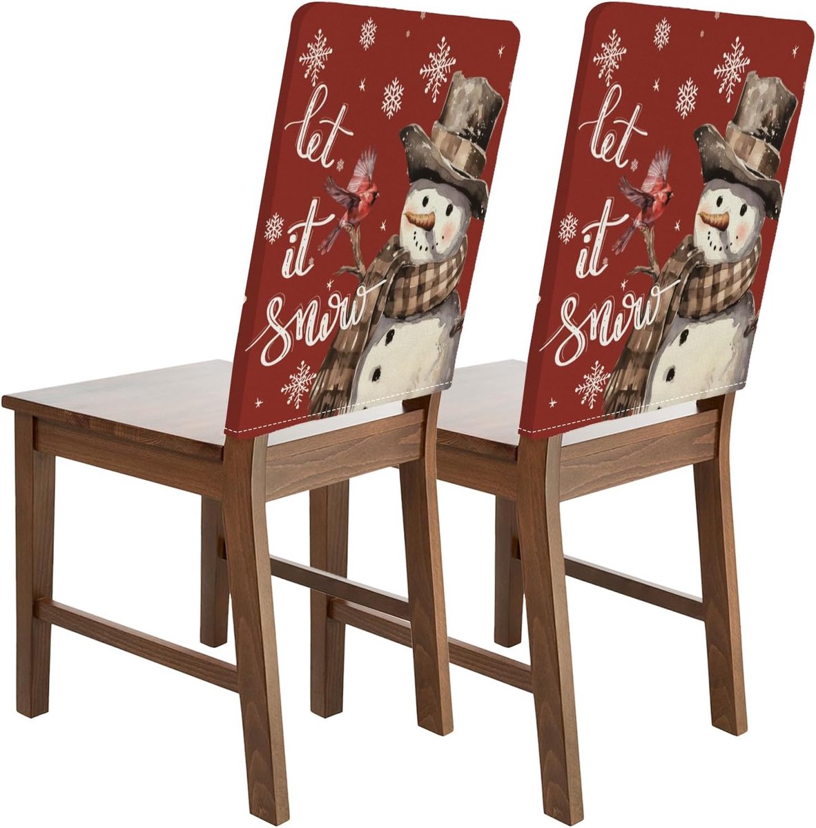 2 Stuks Kerst Stoelhoezen - Wasbare Feestelijke Decoratie voor Eetkamerstoelen
