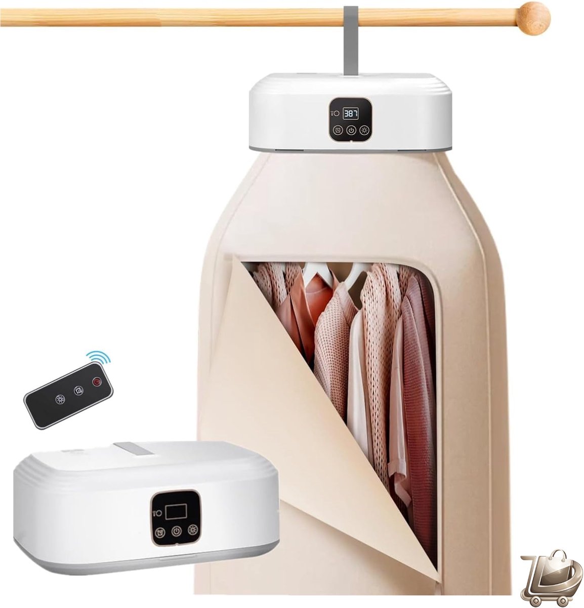 Mini Droger Set met Warmtepomp - 1-8 Uur Timer - Afstandsbediening - UV Sterilisatie - Compact voor Thuis, Zakelijk, Hotel en Camping - Energieklasse A+