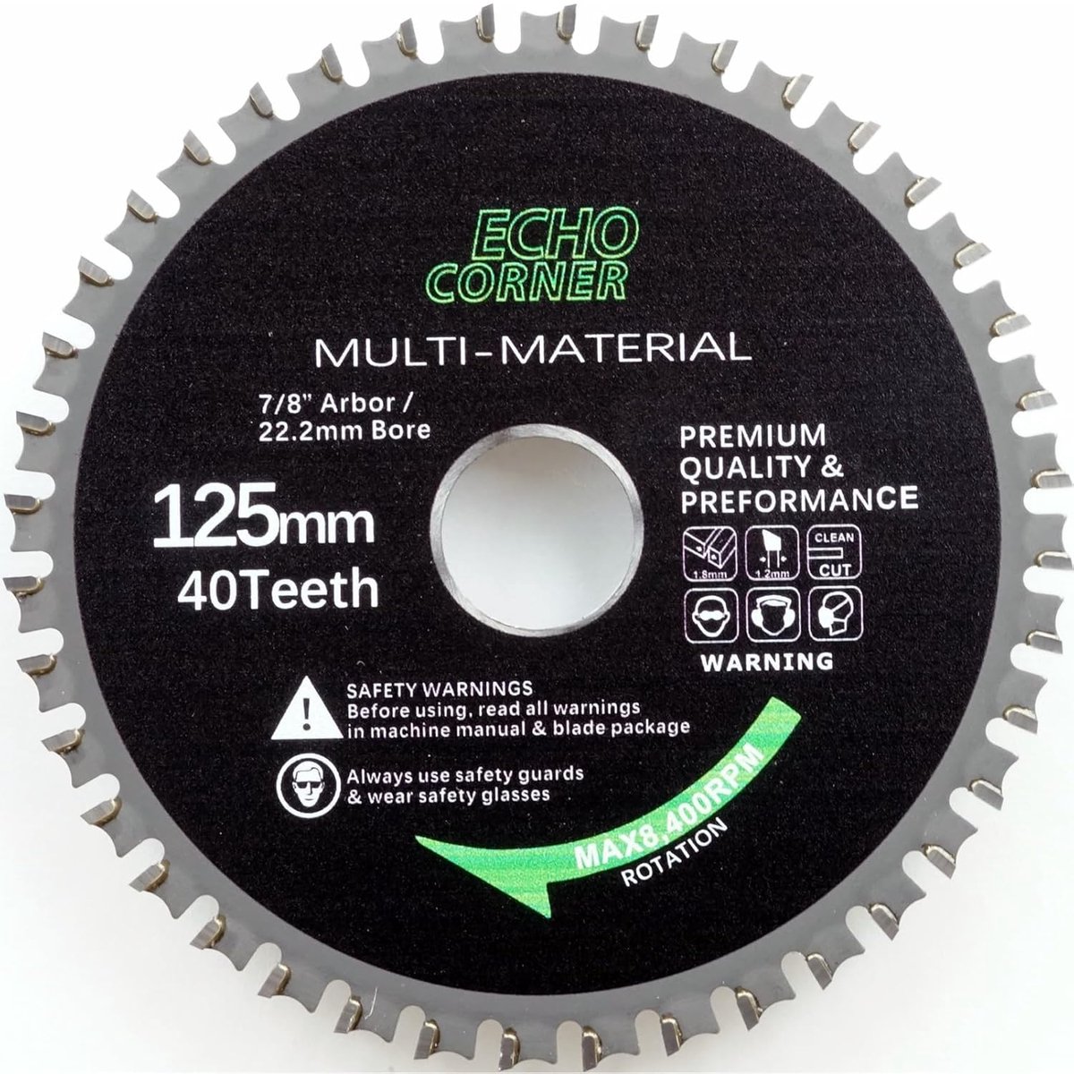 Haakse Slijper Zaagblad - Carbide Zaagblad - Multi Materiaal Zagen - 40 Tanden ATB Design - 125 mm - Zilverkleurig