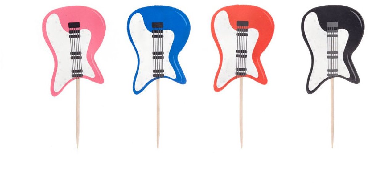 Set van 24 Houten Aperitiefprikkers in Gitaar Design