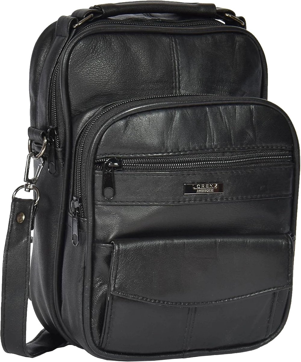 Leren Tas - Organizer Tas - Dagelijks Gebruik - Zacht Schapenleer - 18x11x25 cm - Zwart