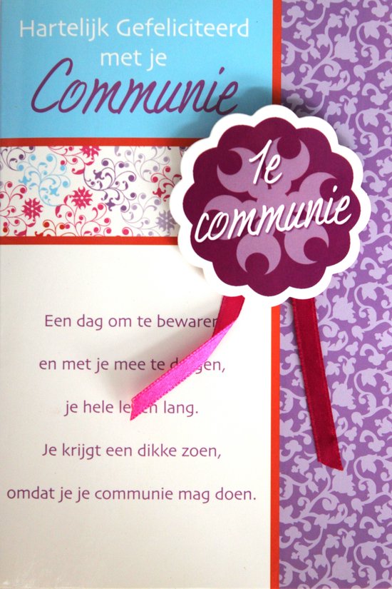 Foto: Luxe communie wenskaart kaart wens kaart communie plechtig kerk christelijk communion kommunion eerste communie meisje jongen speechless lint 16 2x11 5cm 1 stuks met envelop art of cards gratis verzonden hoge afnamekortingen