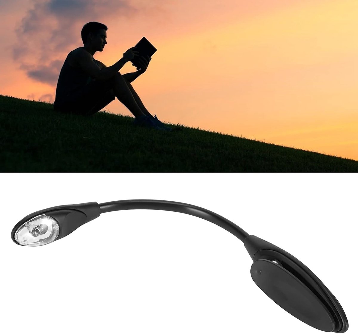 Draagbaar Boeklicht - Flexibele Leeslamp - Lezen in Bed - 180° Verstelbaar - Lichtgewicht - Zwart — cadeau in Gadgets - foto 5