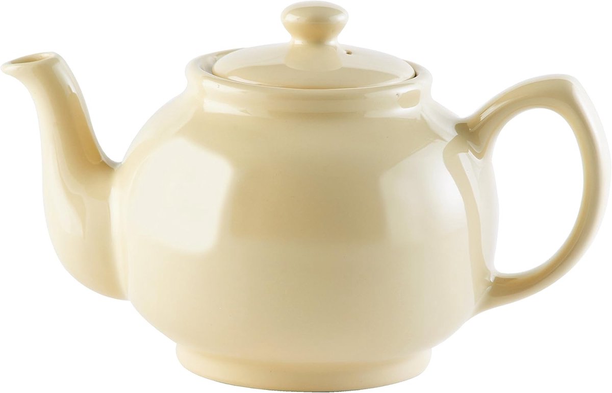 Klassieke Engelse Theepot van Aardewerk voor 6 Kopjes - Crèmebeige