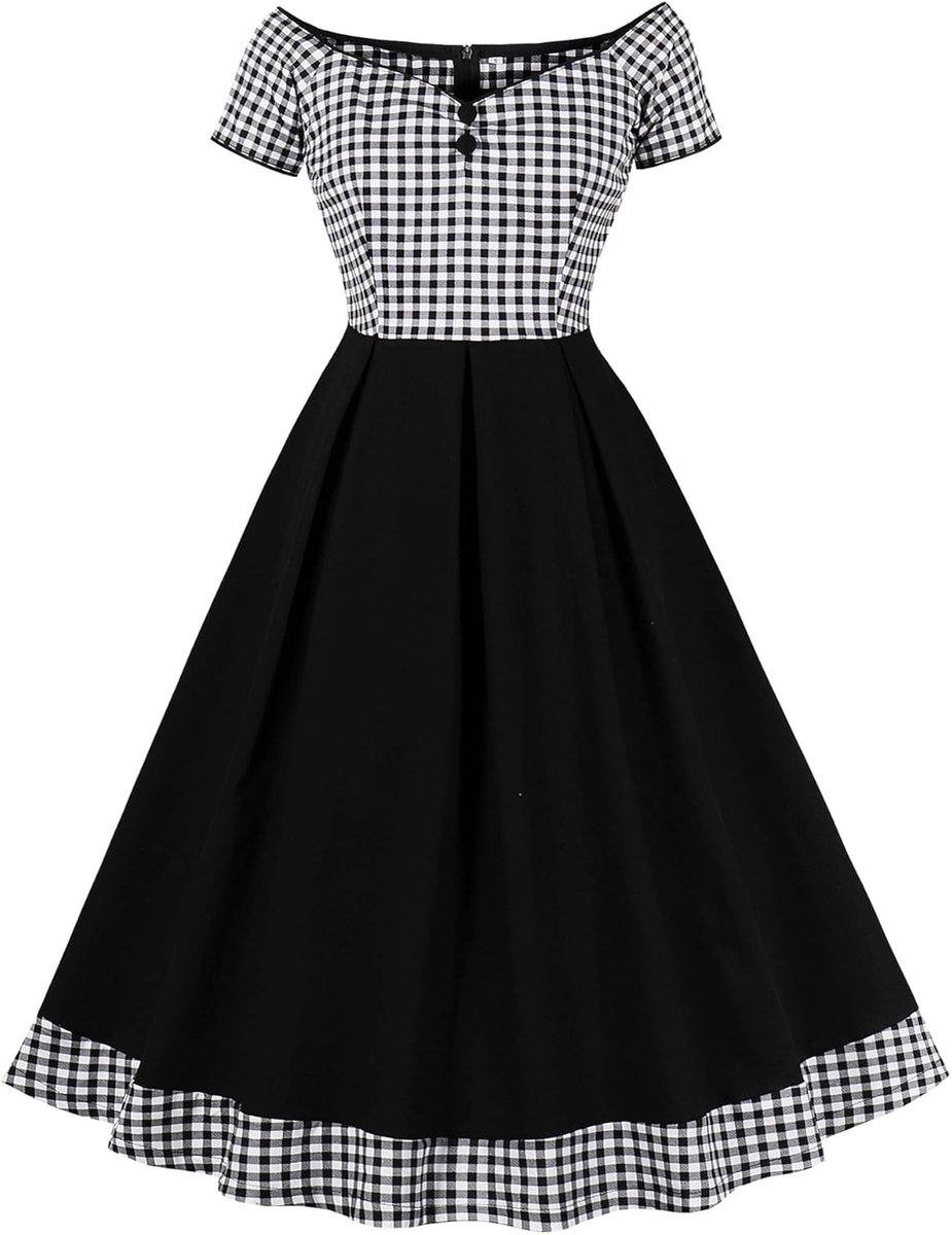 Lange Vintage Jurk met Stroken en Off Shoulder Halslijn voor Dames