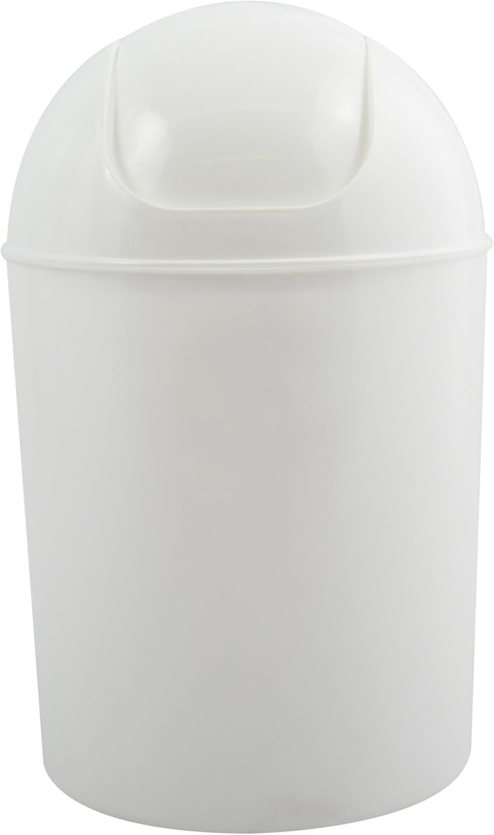 Ronde Vuilnisbak met Zwenkhoes Wit - Compacte Afvalemmer 25x25x35 cm