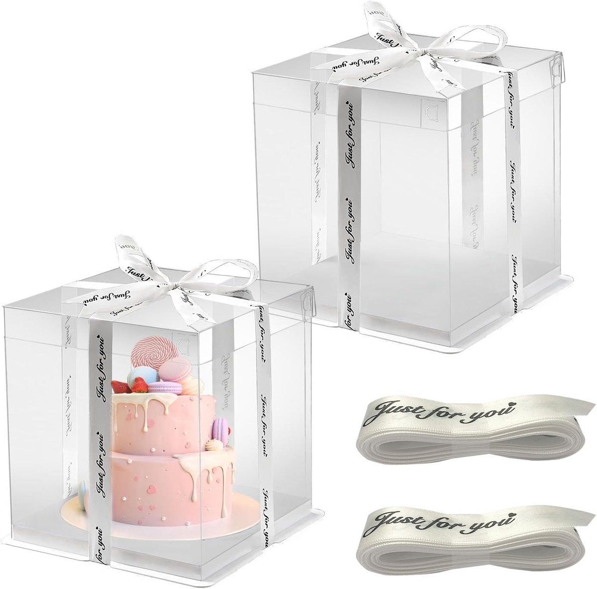Set van 2 Transparante Taartdozen 30x30x25 cm voor Taartpresentatie en Transport